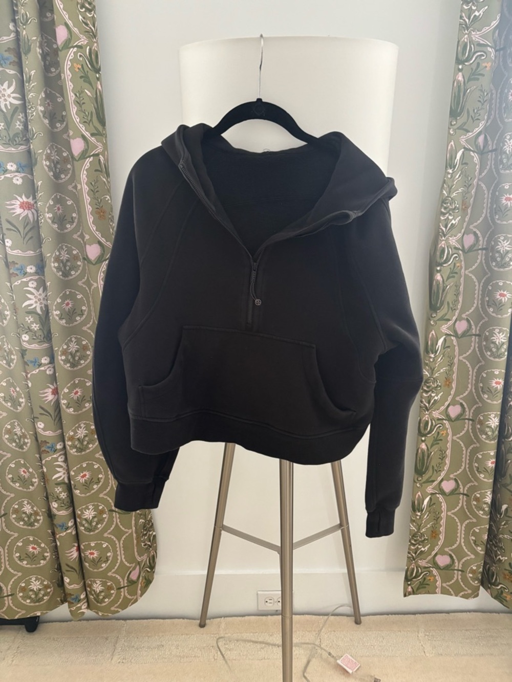lululemon athletica Black Half-Zip V-Neck Hoodie Sweater